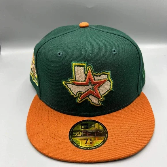 Houston Astros‎ Hat Men 7 5/8 Green Orange 59Fifty New Era MLB Fitted Cap
